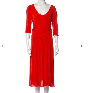 Vintage Armani Collezioni Red Silk Midi Dress
